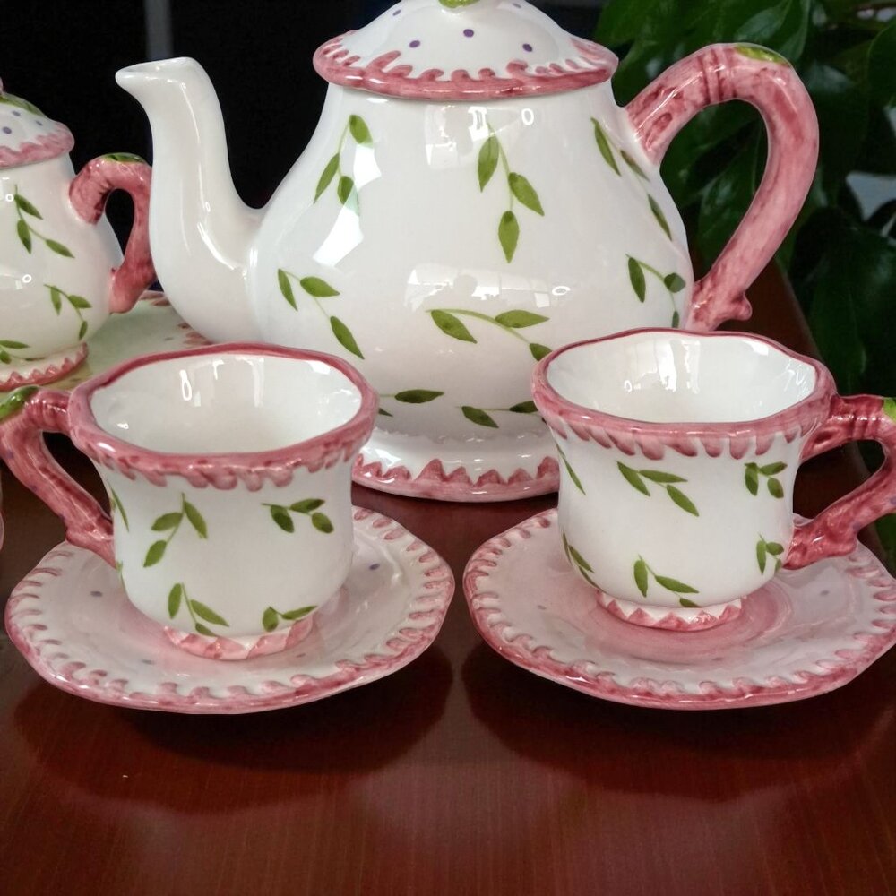 Milson And Louis Hand Painted Original Tea Set Ceramic Tea Party Teapot & More - Picture 2 of 13